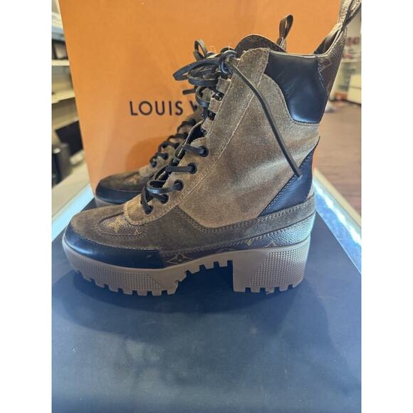 LOUIS VUITTON LAUREATE DESERT PLATFORM BOOT BEIGE/MONOGRAM LS(342248) - Picture 7 of 10